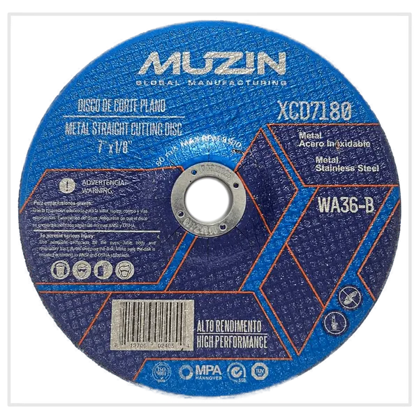 Disco de Corte Centro Deprimido para Métal Muzin 7"x 1/8"